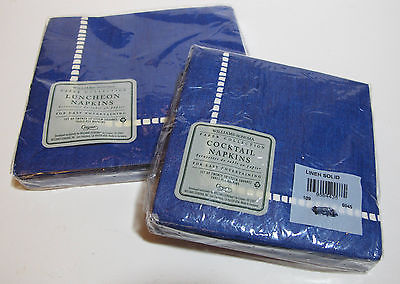 Williams Sonoma 40 Paper Cocktail & LUNCHEON NAPKINS LINEN PURPLE WHITE #6740