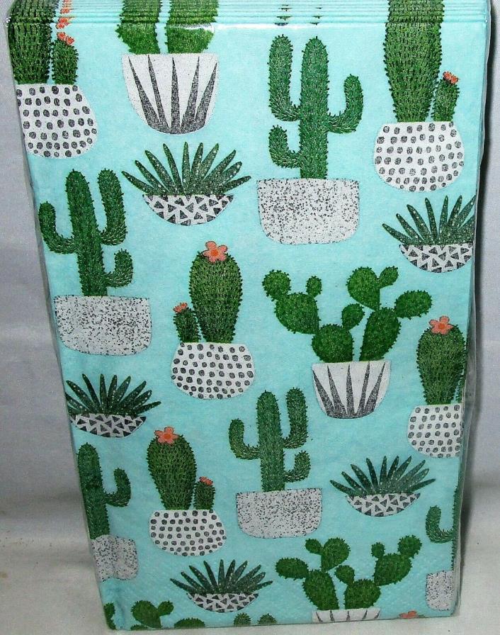 Southwestern Cactus Paper Guest  Napkins 20 Ct POTTED CACTI