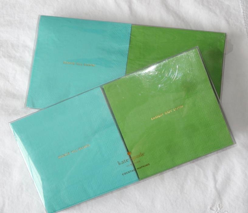 (80) Kate Spade Cocktail Napkins Dance Till Dawn Laugh Out Loud Green New!