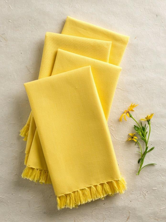 April Cornell Kitchen Napkins Set/4 NWT 100% Cotton Yellow