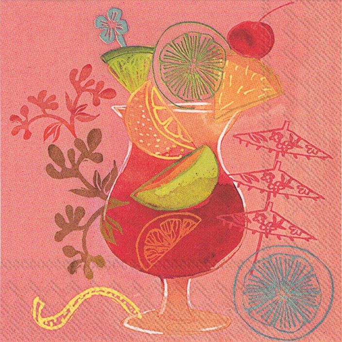 Ideal Home Range 20 Count 3-Ply Paper Fruit Cocktail Napkins, Rum Punch  by Idea