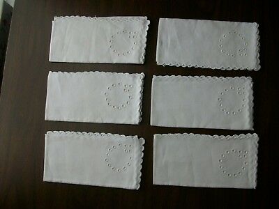 6  NAPKINS WITH EYELET CORNERS  approx 12X12 inches
