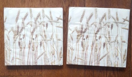 2 Packs Paper Napkins 20 in a Pack 3 Ply Wheat Lunch and Dinner Size Napkins