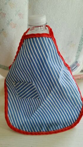 Vintages dish soap bottle apron blue and white stripes w/ reg pocket