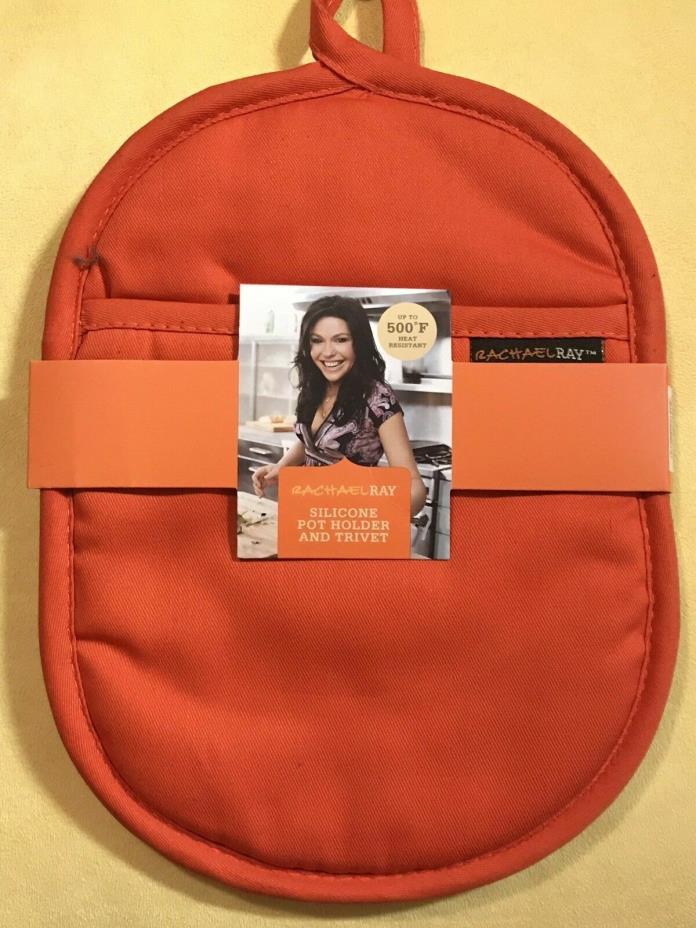 TWO Rachael Ray Silicone Pot Holders & Trivet Orange New! Free Shipping!
