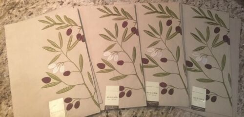 Olive Branch Placemats Set of 4 NEW with Tags (NWT) Green Purple Beige