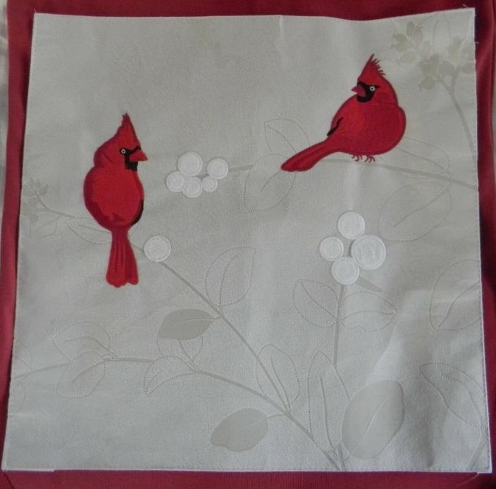St. Nicholas Square Placemats - Red Cardinals on Suede-like Backing - Set of 2