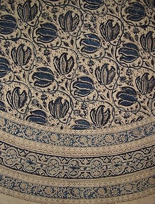 Veggie Dye Block Print Round Cotton Tablecloth 72