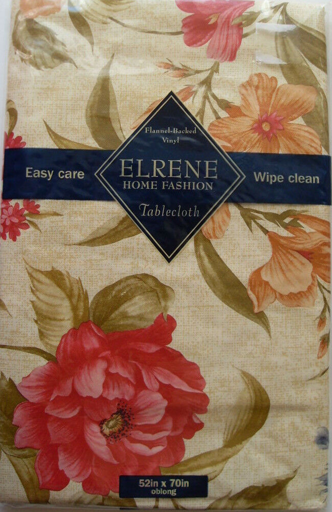 ASSORTED SIZES FLORAL VINYL / FLANNEL TABLECLOTHS MULTI-COLOR ELRENE