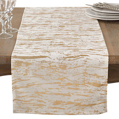 Everly Quinn Aldgate Distressed Foil Metallic Glitzy Cotton Table Runner