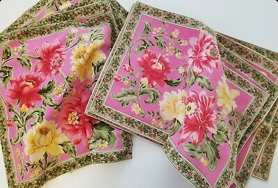 NEW April Cornell Placemats & Napkin Set of 8 Pink Yellow Green Peony Floral