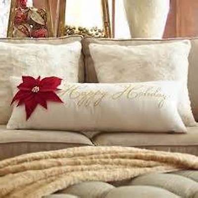 PIER 1 IMPORTS HAPPY HOLIDAYS THROW PILLOW EXTRA LONG 25X13 NWT More P1 items!