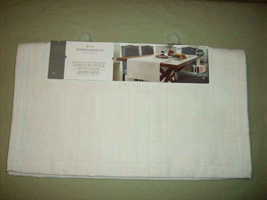 THRESHOLD EXTENDED LENGTH & WIDTH TABLE RUNNER IVORY WASHABLE BRAND NEW TARGET