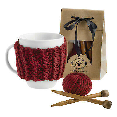 Coffee or Tea Cup Cozy Knitting Kit - Make Your Own Cosy 100% Merino Wool Yarn