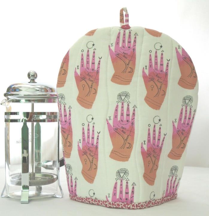 French press coffee maker cozy insulated quilted palm readers diagram pink white