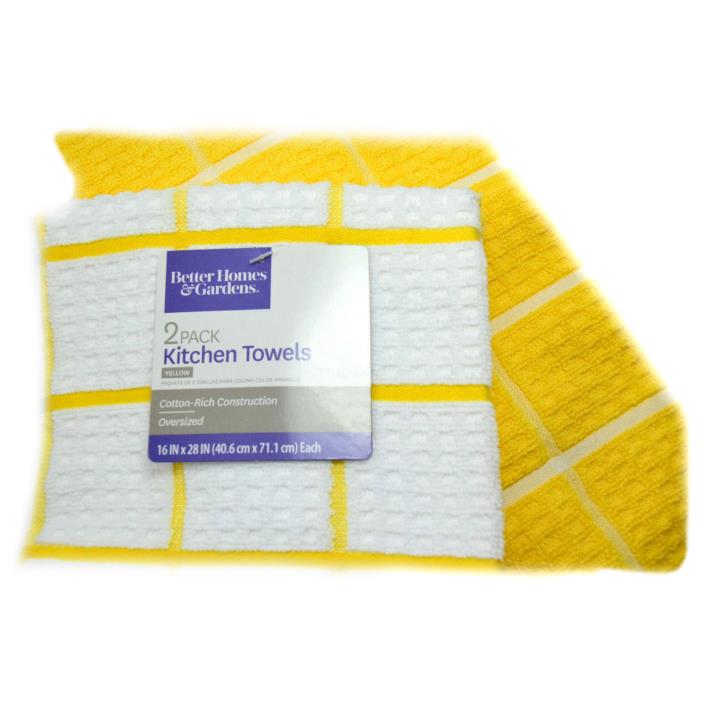 NEW - Better Homes and Gardens Kitchen Towels - Yellow - 2-Pack