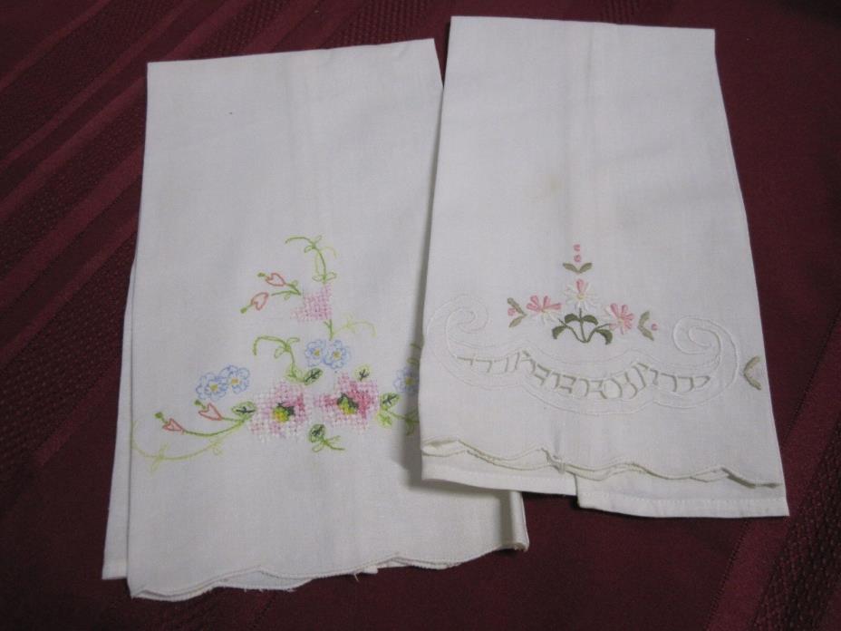 Towel's  Guest, Bath Linen Cotton Towel's Embroidered Flowers Set Of 2