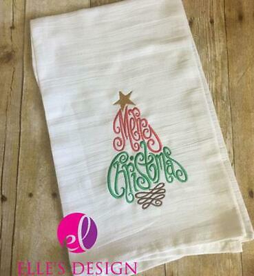 Merry Christmas Tree Embroidered Flour Sack Towel