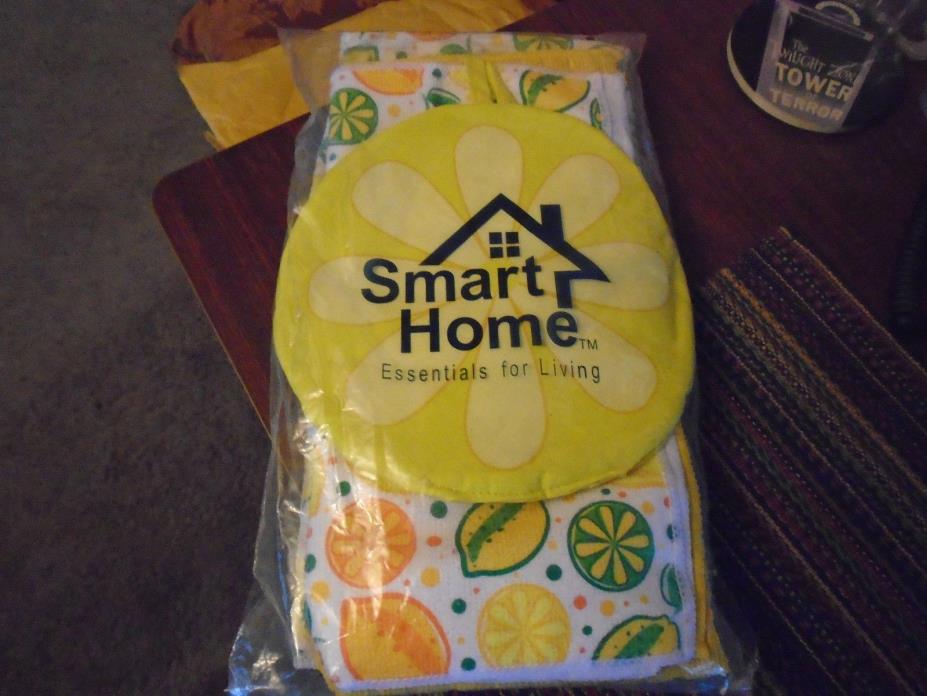 Smart Home 7 Piece Kitchen Set Spring Design Dry Mat 4 Dishcloths 2 Hand Towels