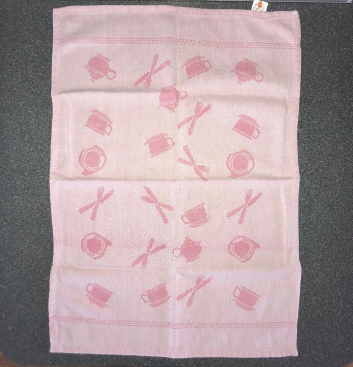 Fiesta Kitchen Towel - Pink w/ Kitchen Theme, 100% cotton