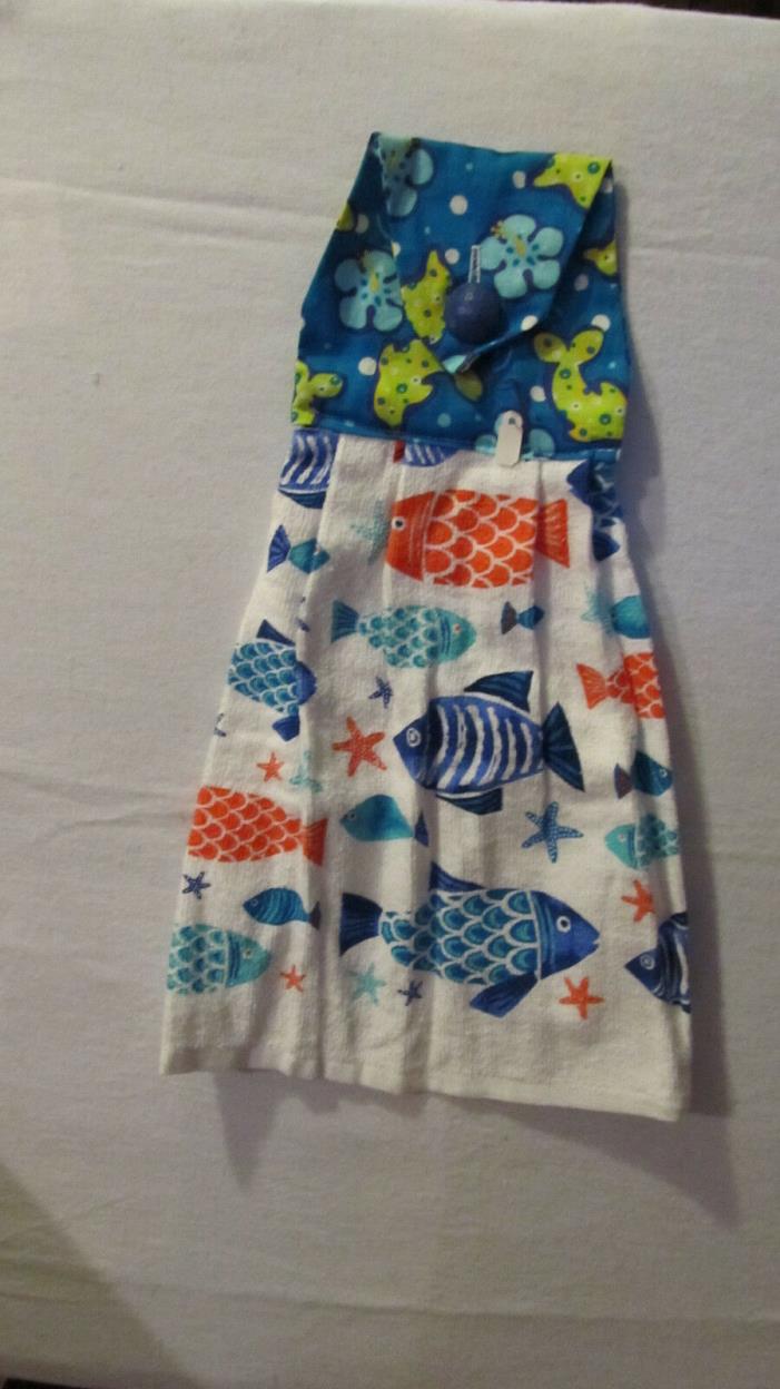Blue Green Fish Dolphins Starfish Kitchen Oven Door Cabinet Hanging Dish Towel