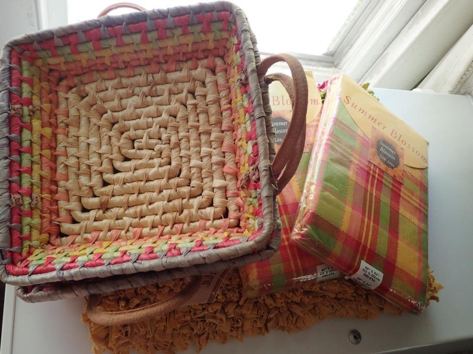 NEW BeautifulColor  Matching Set of Baskets, Rag Rug, Table Cover & Dish Clothes