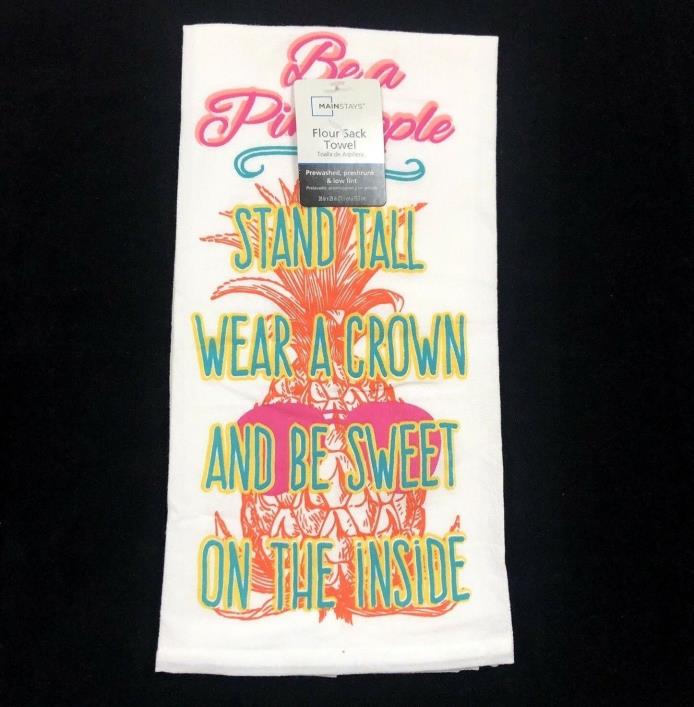 NWT Mainstays Be a Pineapple Wear a Crown Be Sweet Flour sack towel 100% cotton