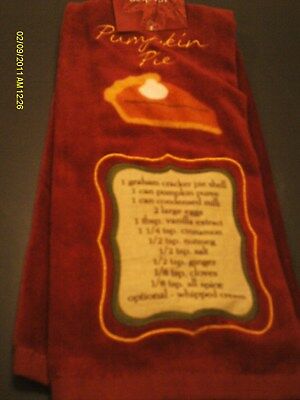 PUMPKIN PIE RECIPE cotton towel - new with tags