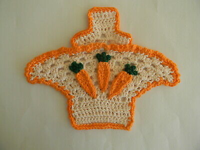 oh JOY! Easter Handmade Crochet Dishcloths (1) 100% Cotton 'Basket of Carrots