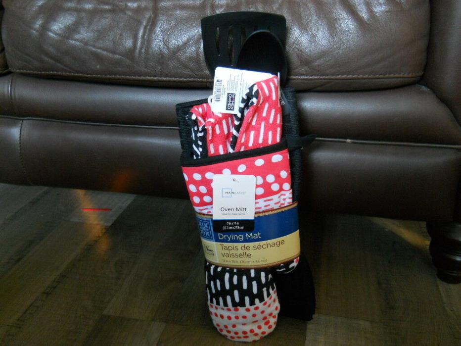 6 NWT Mainstays Watermelon Seeds Cotton Kitchen Gift Dish Towels Oven Mitt Set+