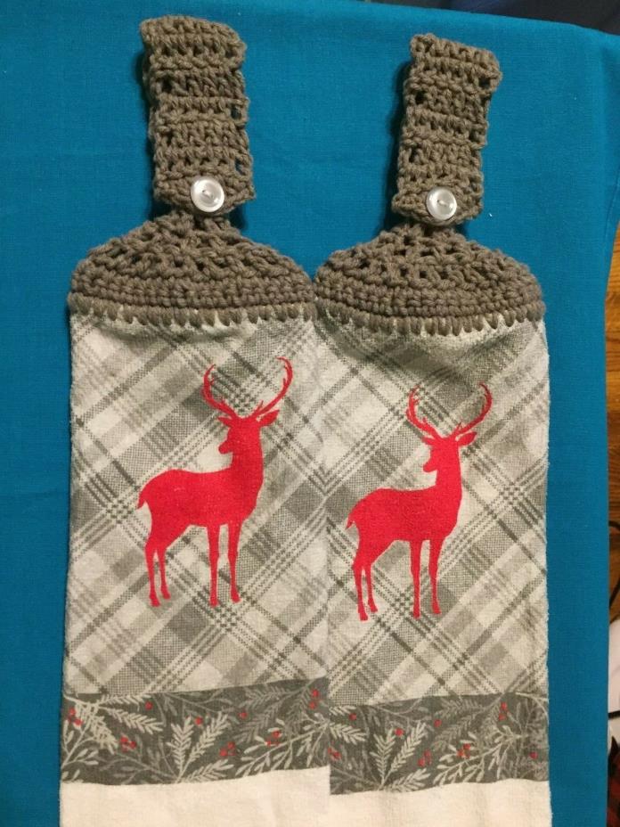 2 Crochet Hanging Kitchen Dish Towels 