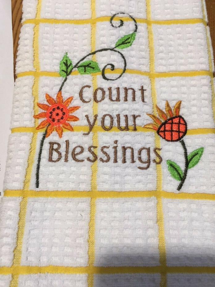 Count Your Blessings Bible Scripture  Kitchen Tea Towel Custom Embroidery