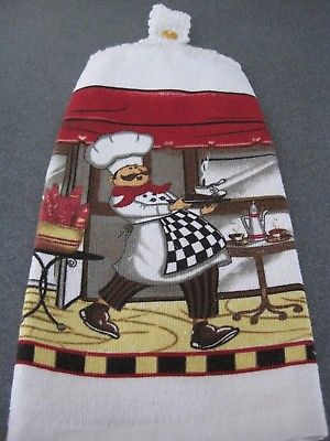 Kitchen Dish Towel With A Crochet Top ( #207 - Chef )