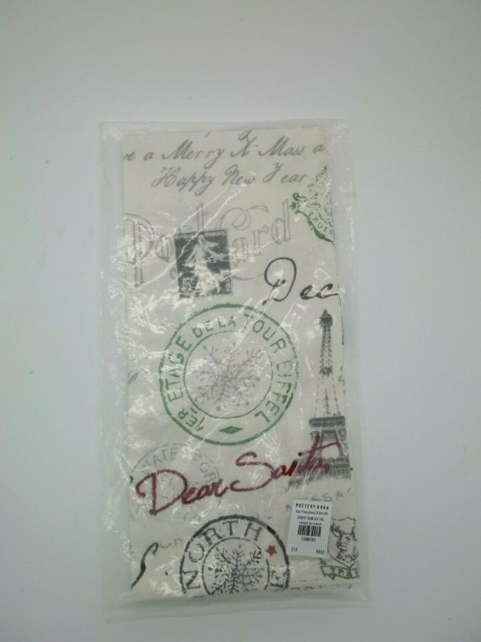 Pottery Barn Post card Holiday Embroidered Dear Santa Hand Towel 22