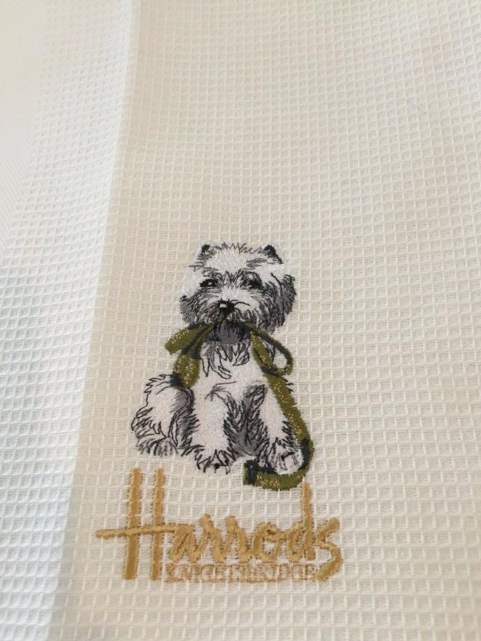 WEST HIGHLAND WHITE TERRIER Dog EMBROIDERED  Kitchen Tea Towel FROM HARRODS