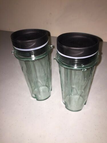 Lot of 2 Ninja Blender Cups with Sip Lids & Blade Pre-Owned - Replacement Parts