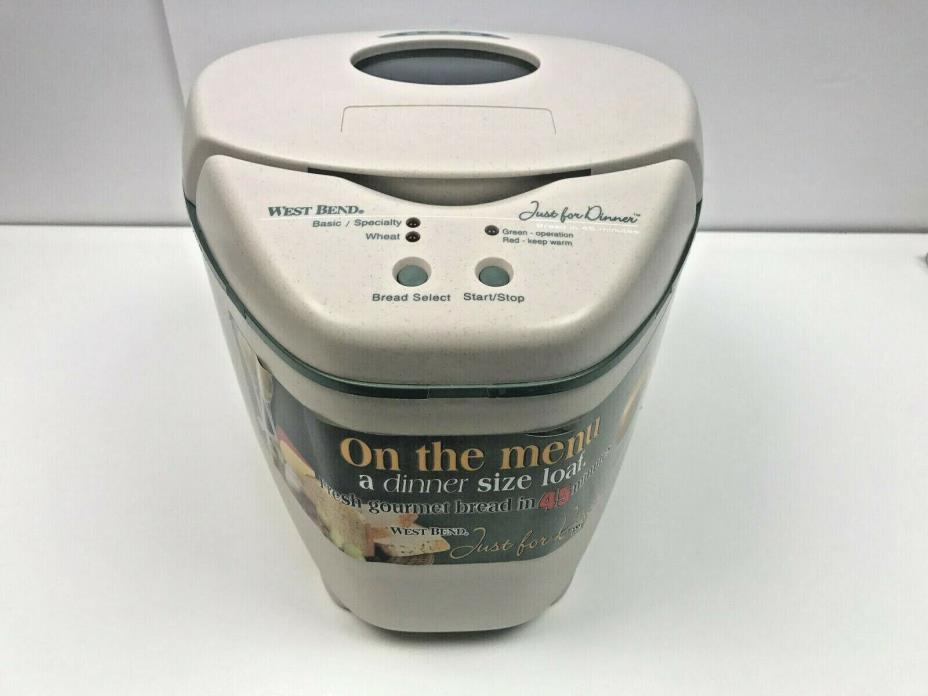 West Bend Just For Dinner Bread Maker Small  Perfect Loaf in 45 Minutes 41077