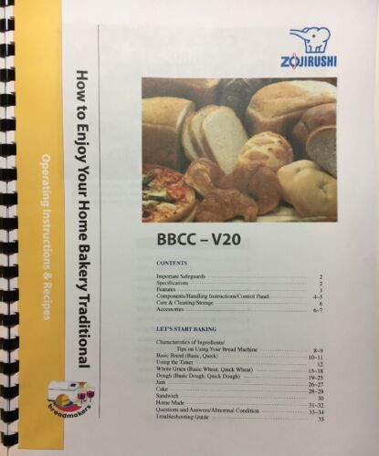 OWNER'S MANUAL for Zojirushi Home Bakery Traditional Breadmaker BBCC-V20