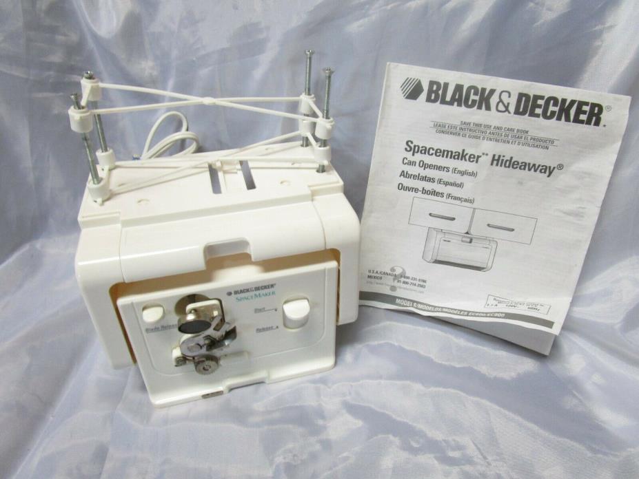Black Decker Space Maker Hideaway Can Opener EC600 White RV Camper Under Cabinet
