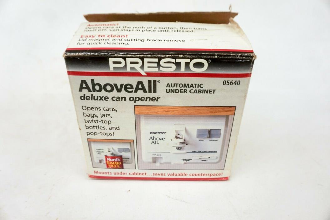 Presto Under Cabinet Automatic Deluxe Can Opener, #05640 New Old Stock