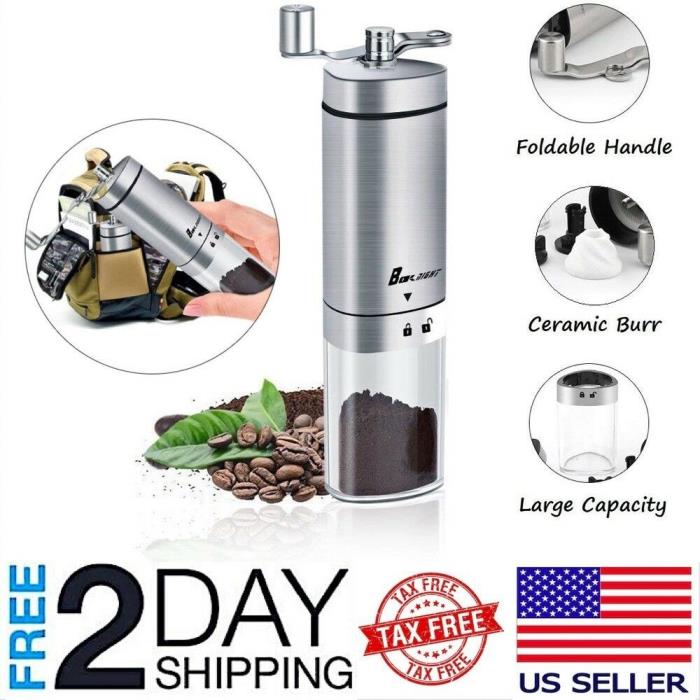 Manual Coffee Grinder Conical Burr Mill Bean Hand Turkish Portable French Press