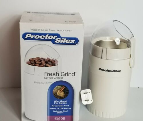 Proctor Silex E160B White Electric Coffee Grinder, Retractable Cord