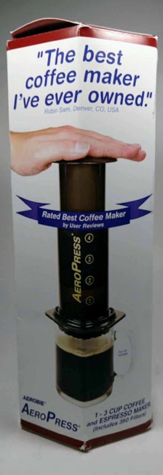 Coffee Espresso Maker Aerobie AeroPress 80R08B 350Micro Filters Bonus Free Maker