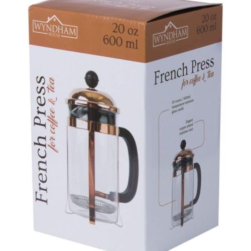 Wyndham House 20 OZ (600ml) Copper Colored French Press Coffee Maker