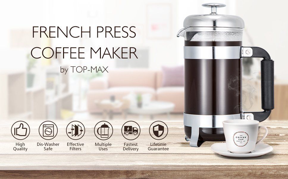 Coffee French Press Tea  Maker 8 cup 1 liter 34 oz Level Filtration System FDA+