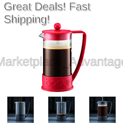 Bodum Brazil 3-Cup French Press Coffee Maker 12oz (colors vary) Red 12 Ounce