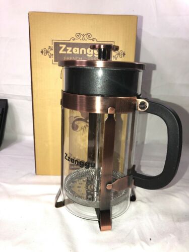 Zzanggu French Press Coffee Maker Tea Pot, Heat Retention Double Wall Glass 34oz