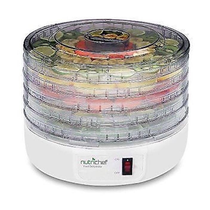 Nutrichef Kitchen Electric Countertop Food Dehydrator, Preserver, White White