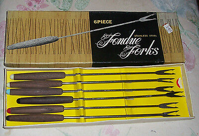 Fondue Forks Stainless Steel 6 Piece NIB Vintage 60's