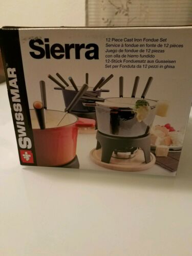 Swissmar Sierra 12 piece cast iron fondue set,red/burgundy color